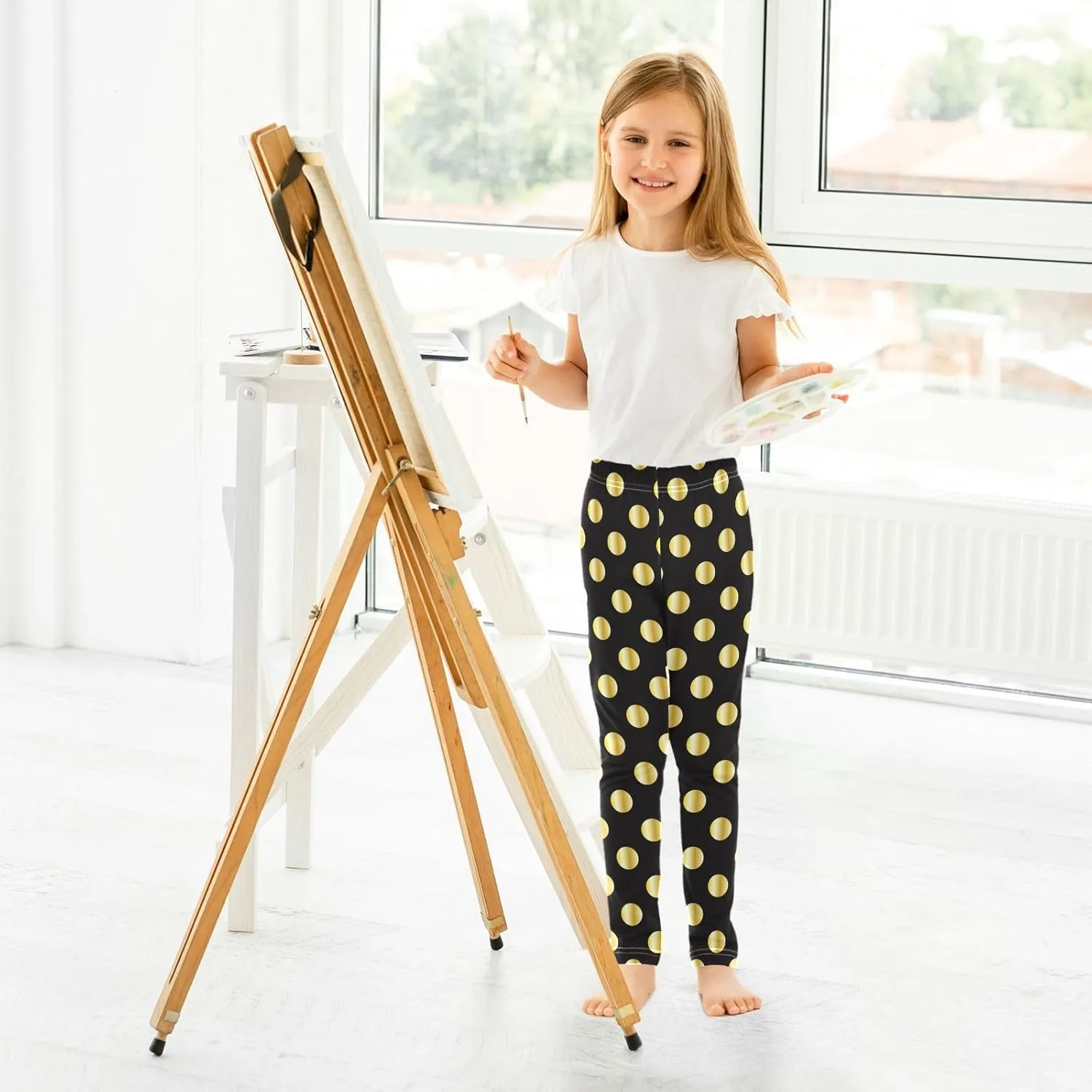 ODAWA Fresh Watercolor Fruit Girls Legging Soft Full Length Stretch Pants Girls Printed Leggings Yoga Pants, (4-10 Years)
