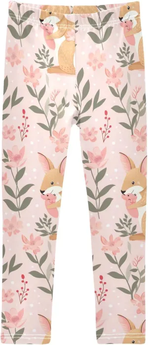 ODAWA Strawberries Daisies Girls Leggings Ankle Length Girls Printed Leggings Comfortable Leggings for Girls, 4t to 10 Years