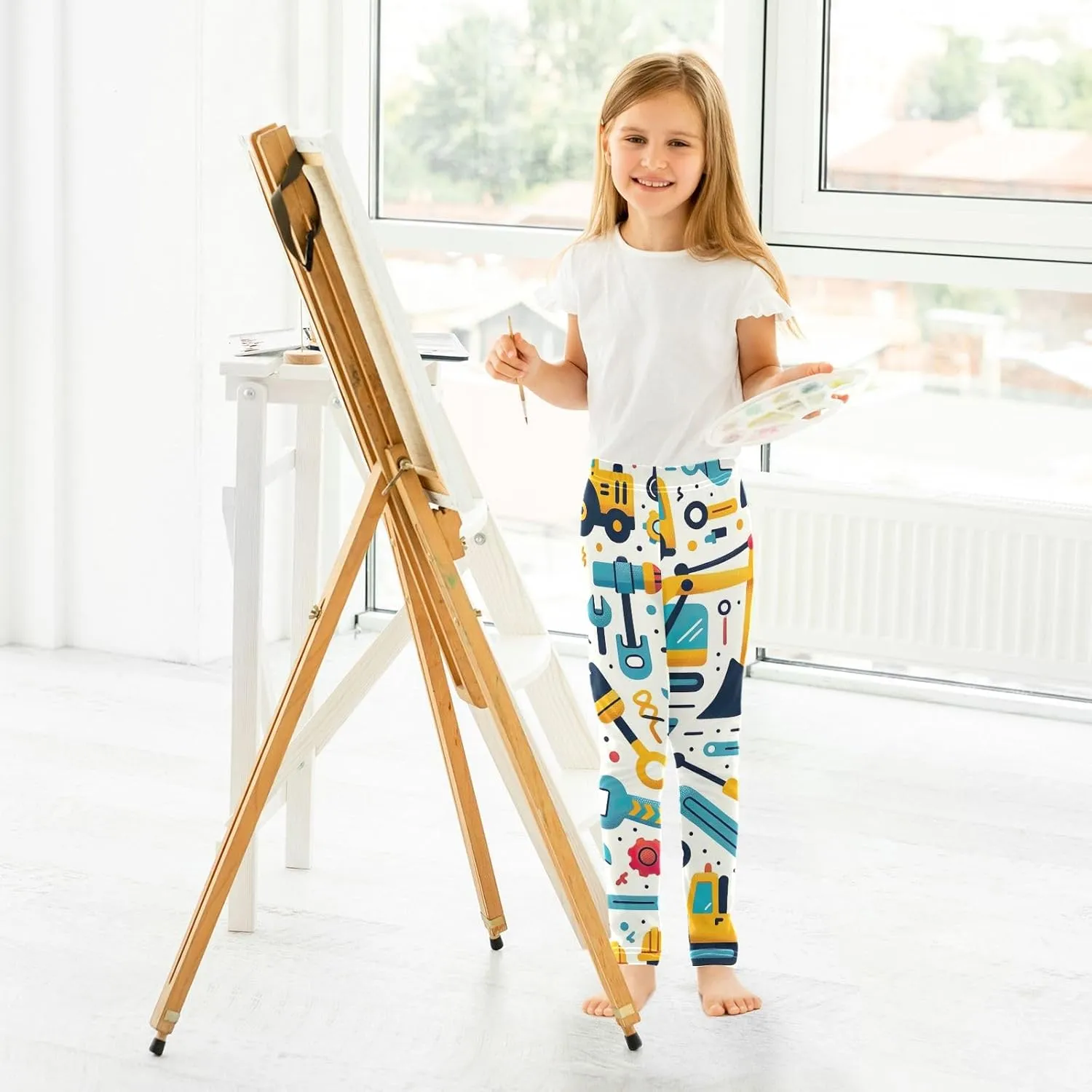 ODAWA Strawberries Daisies Girls Leggings Ankle Length Girls Printed Leggings Comfortable Leggings for Girls, 4t to 10 Years