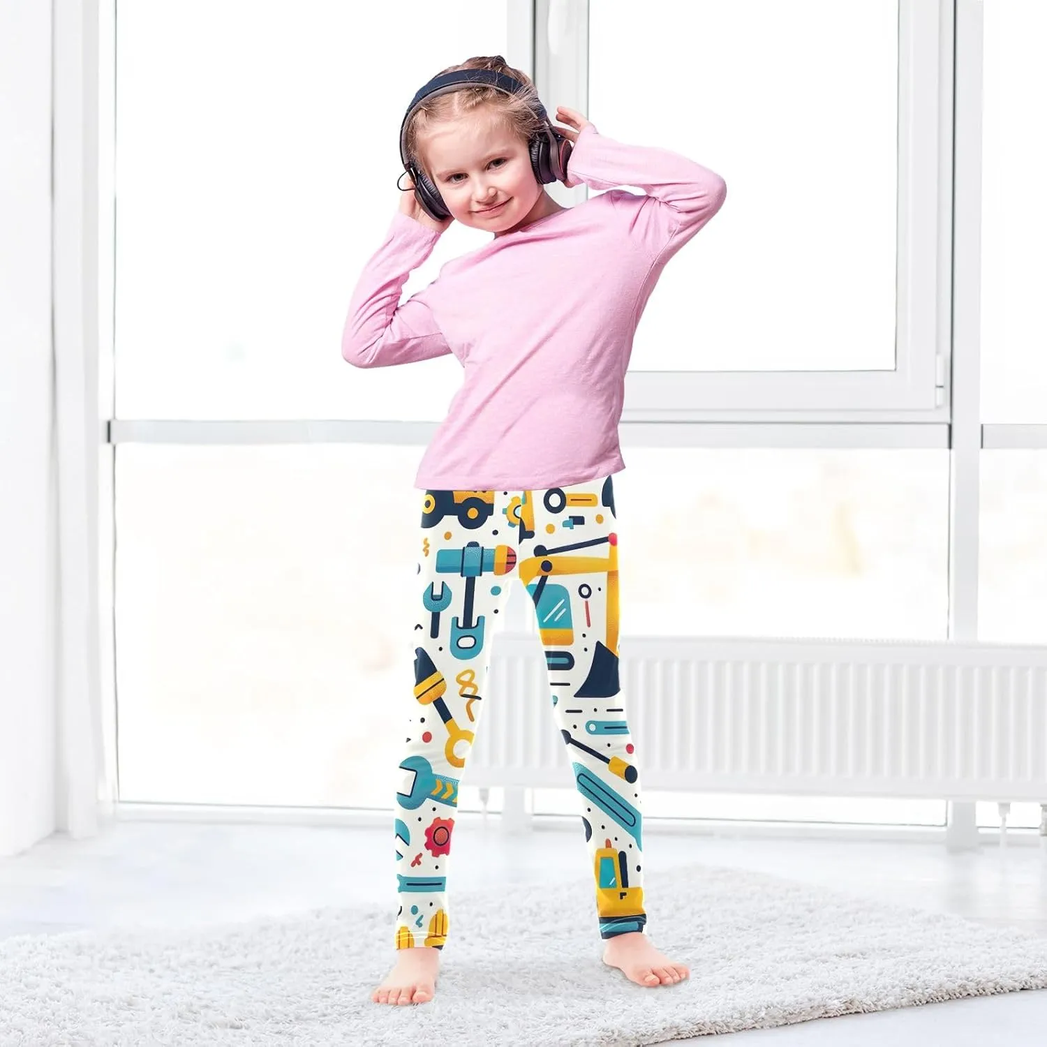 ODAWA Strawberries Daisies Girls Leggings Ankle Length Girls Printed Leggings Comfortable Leggings for Girls, 4t to 10 Years