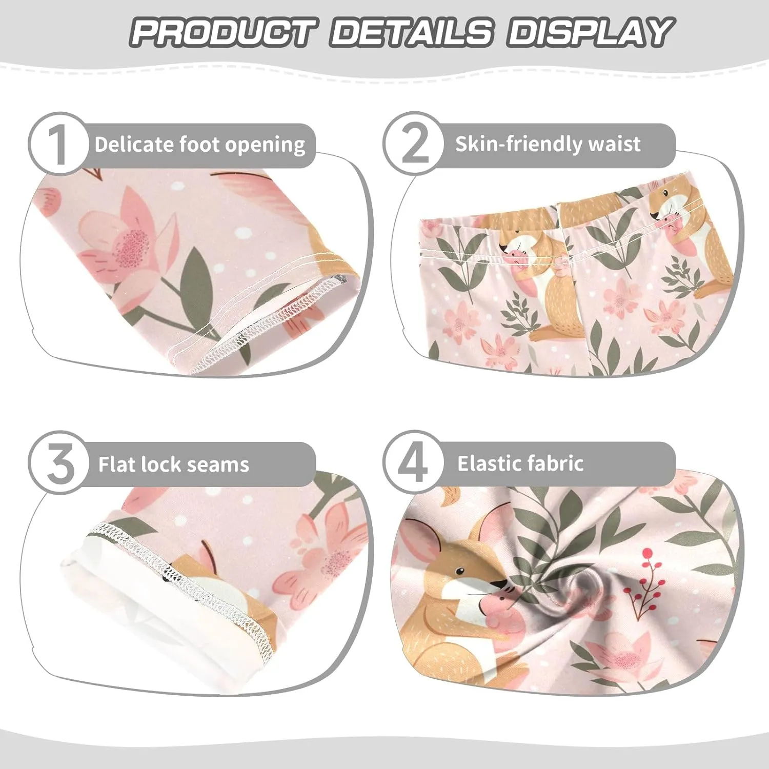 ODAWA Strawberries Daisies Girls Leggings Ankle Length Girls Printed Leggings Comfortable Leggings for Girls, 4t to 10 Years