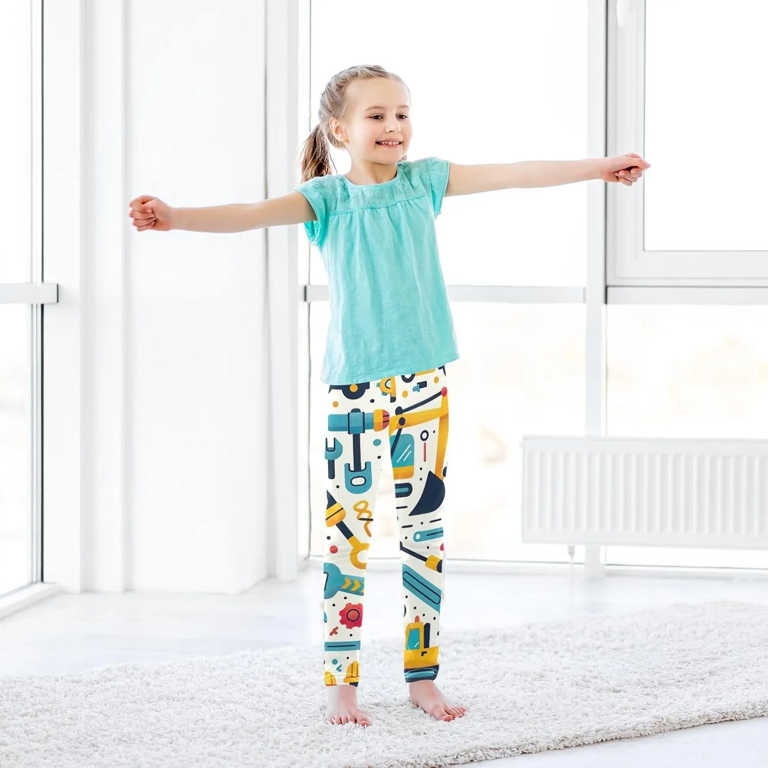ODAWA Strawberries Daisies Girls Leggings Ankle Length Girls Printed Leggings Comfortable Leggings for Girls, 4t to 10 Years