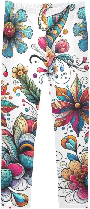 ODAWA Strawberries Daisies Girls Leggings Ankle Length Girls Printed Leggings Comfortable Leggings for Girls, 4t to 10 Years