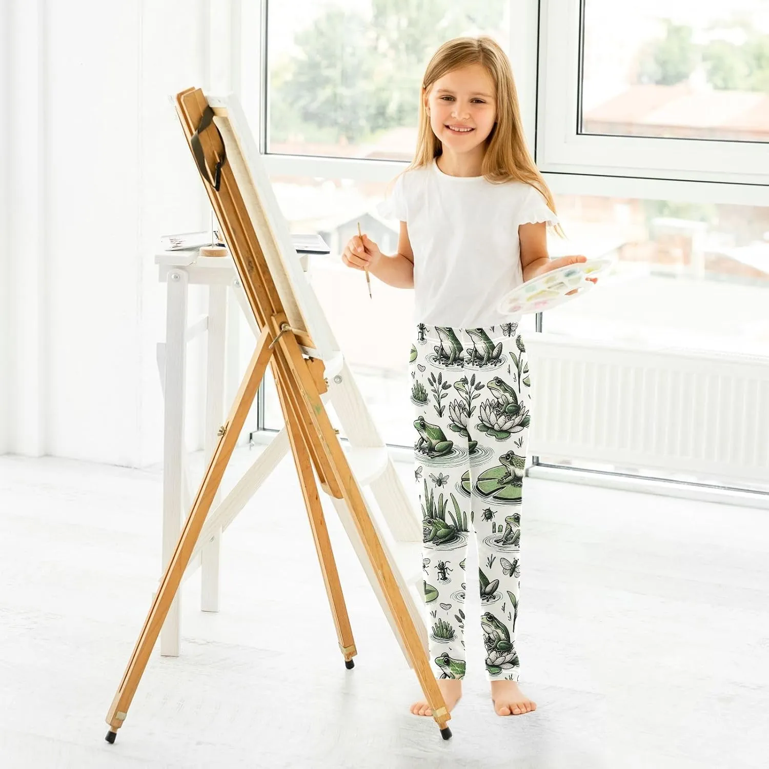 ODAWA Strawberries Daisies Girls Leggings Ankle Length Girls Printed Leggings Comfortable Leggings for Girls, 4t to 10 Years