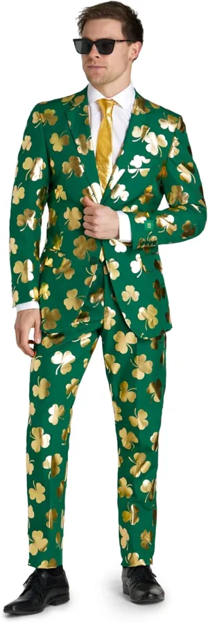 Opposuits Men's St. Paddy's Day Suit - St. Patrick's Day Party Wear - Slim Fit - Including Blazer, Pants and Tie - Green