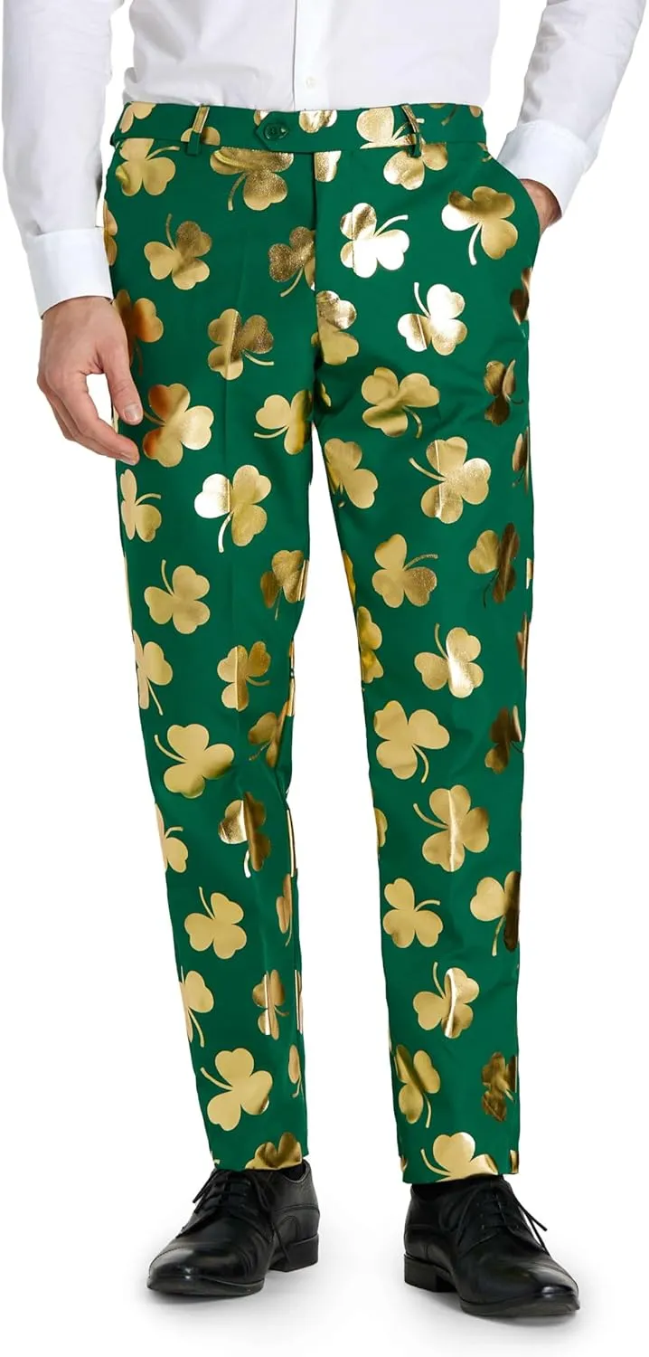 Opposuits Men's St. Paddy's Day Suit - St. Patrick's Day Party Wear - Slim Fit - Including Blazer, Pants and Tie - Green