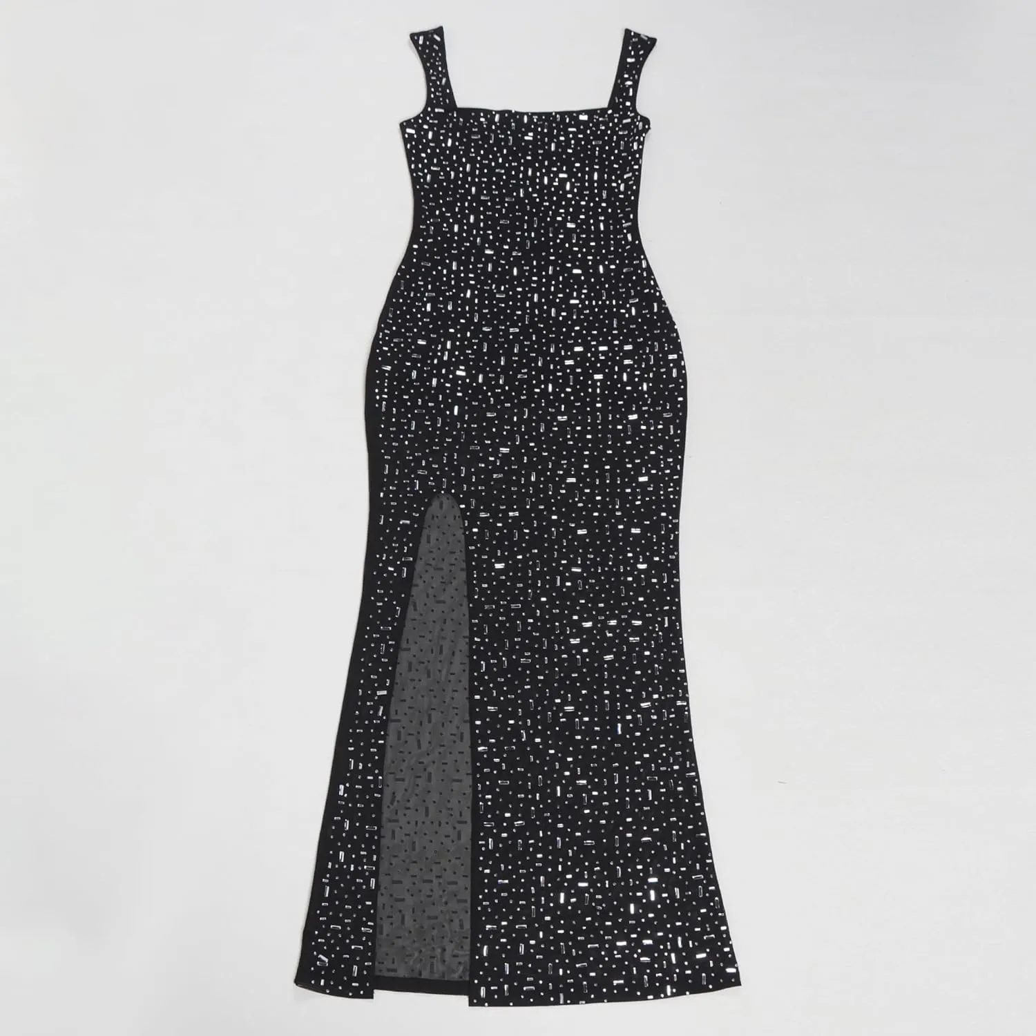 PORRCEY Women Sexy Elegant Rhinestone Mesh See Through Evening Dresses Party Club Night Clubwear