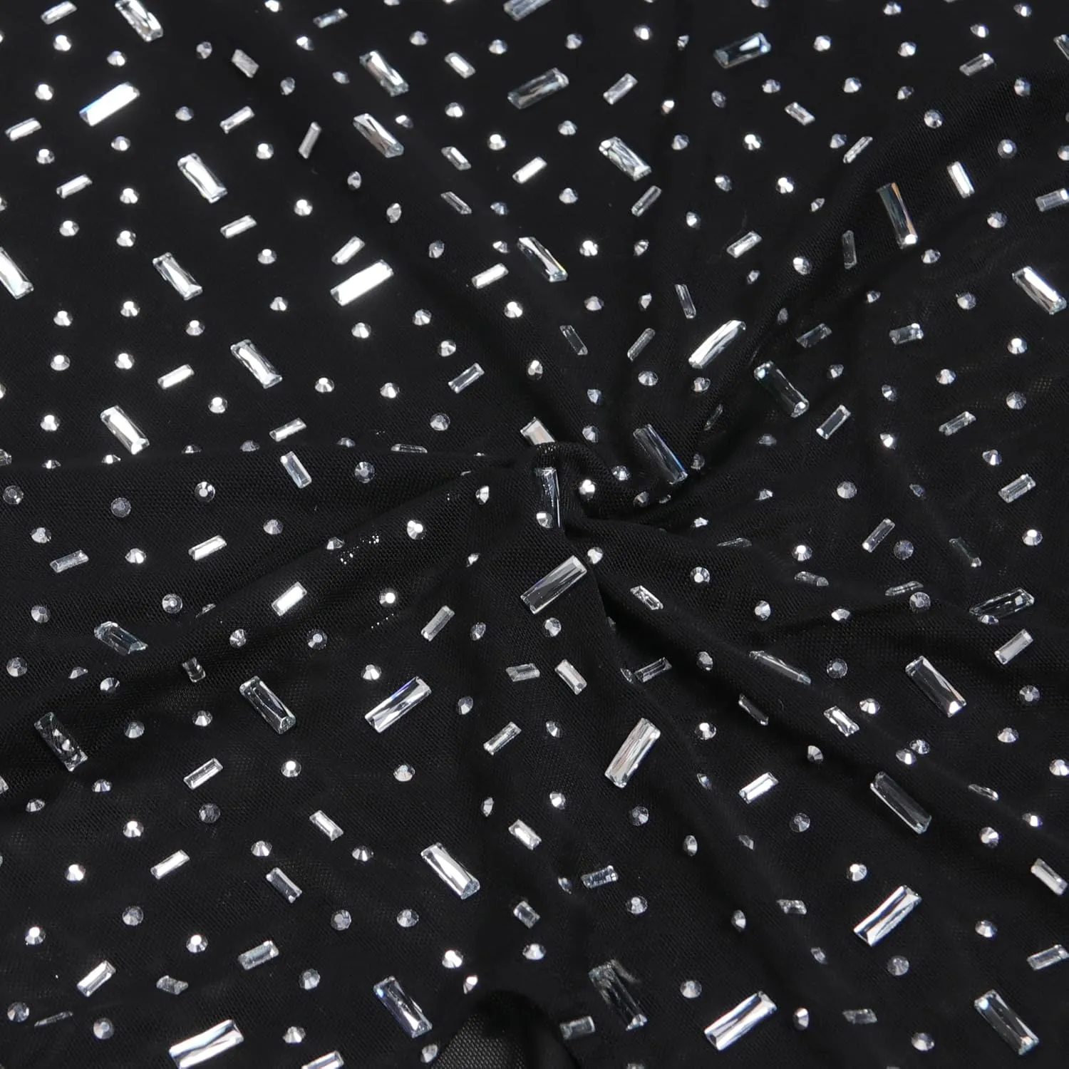 PORRCEY Women Sexy Elegant Rhinestone Mesh See Through Evening Dresses Party Club Night Clubwear