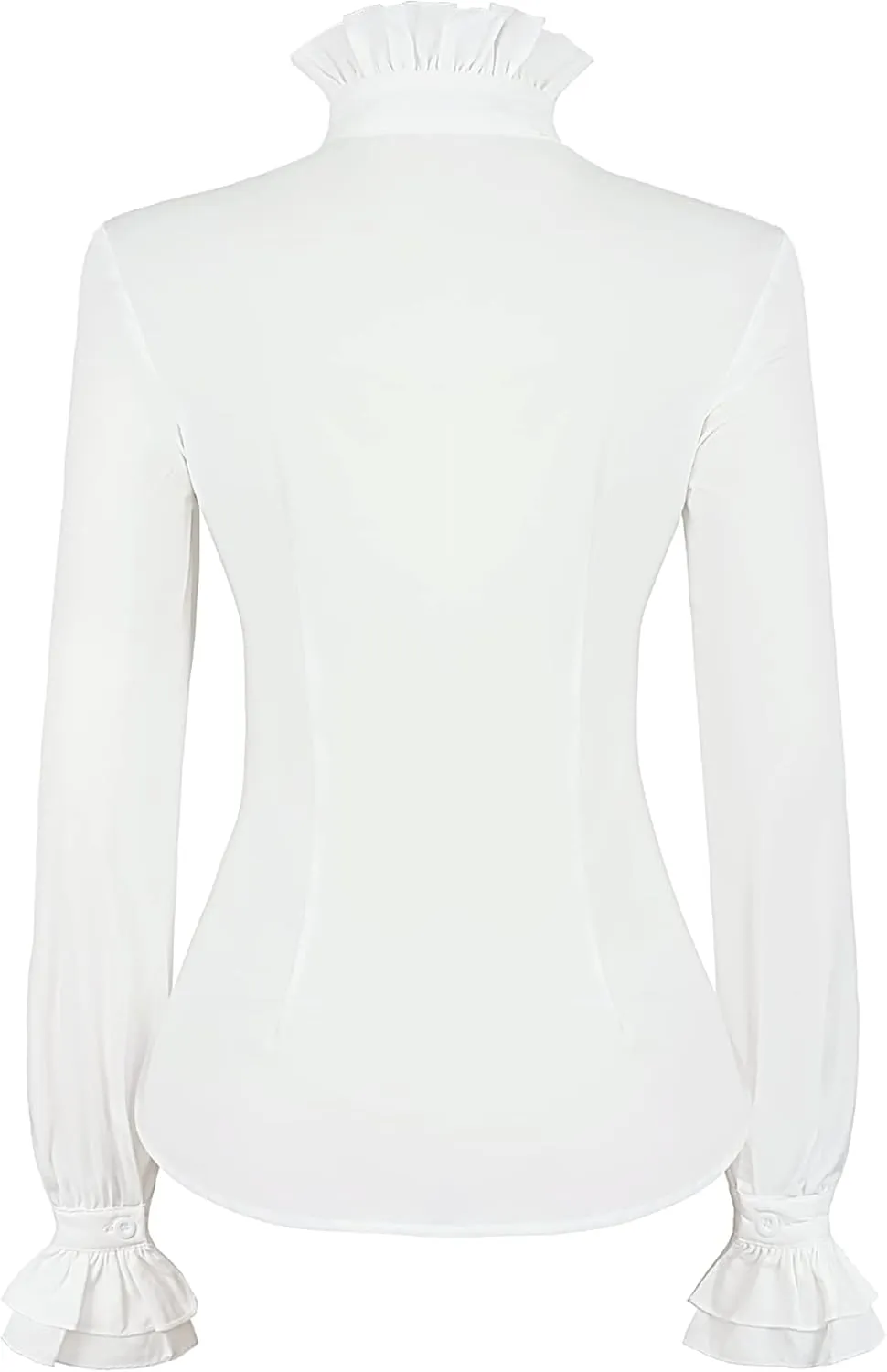 PrettyGuide Women's Victorian Blouse Retro Stand-Up Collar Lotus Ruffle Long Sleeve Gothic Shirt Tops