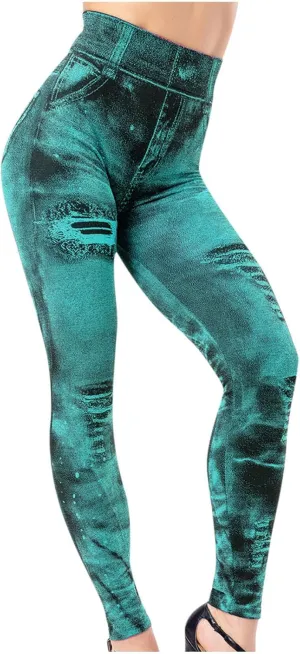 Ruziyoog Womens High Waist Printed Leggings Stretchy Slim Fit Pants Tummy Control Workout Leggings for Yoga Gym and Workout