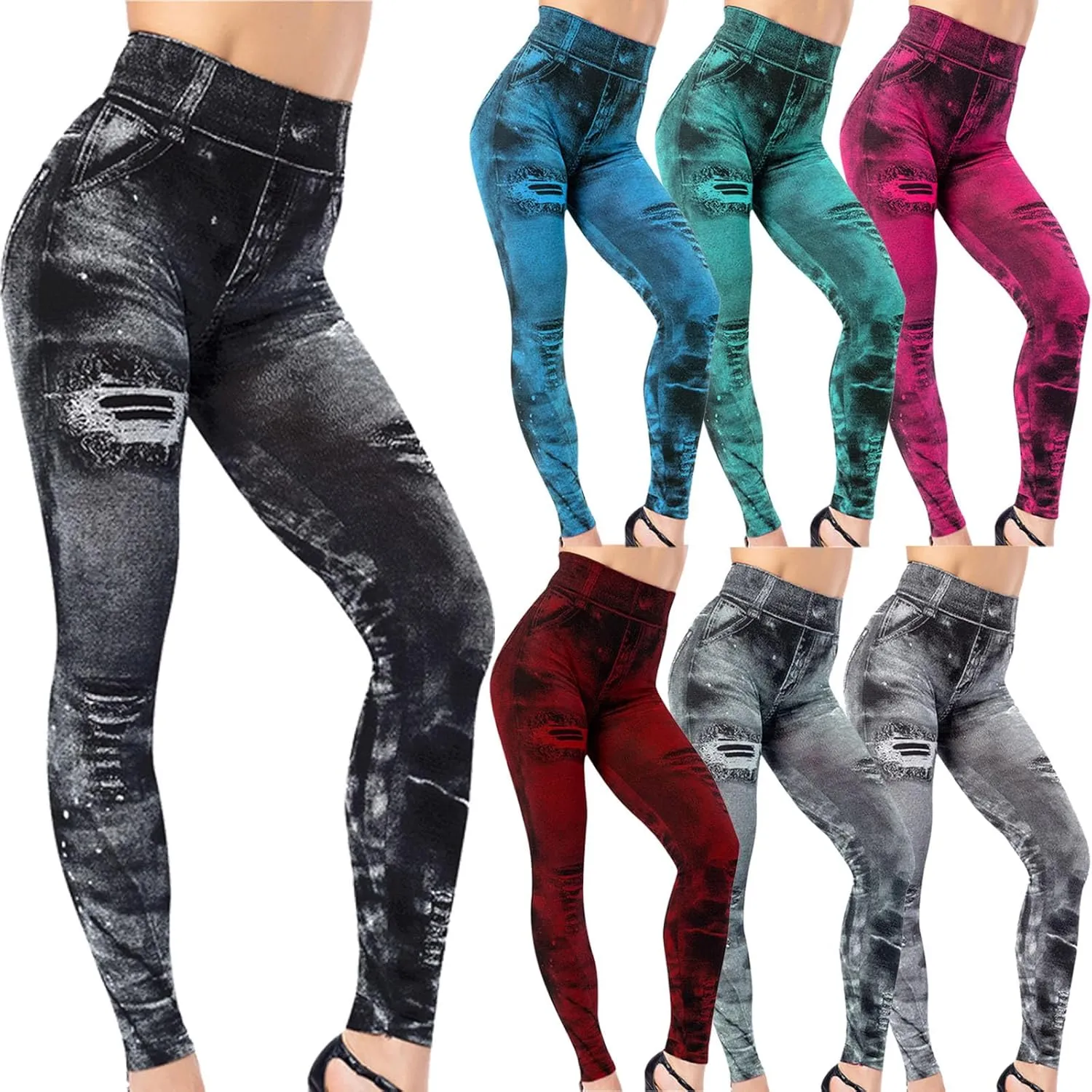 Ruziyoog Womens High Waist Printed Leggings Stretchy Slim Fit Pants Tummy Control Workout Leggings for Yoga Gym and Workout