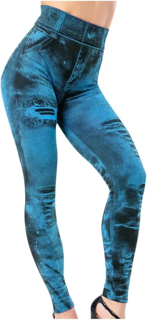 Ruziyoog Womens High Waist Printed Leggings Stretchy Slim Fit Pants Tummy Control Workout Leggings for Yoga Gym and Workout