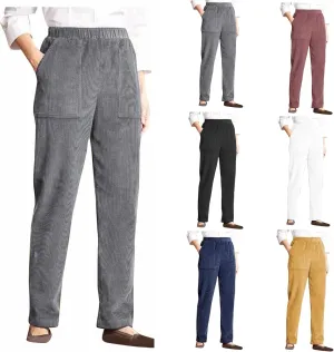 sdbrld Corduroy Pants for Women High Waisted Comfy Straight Leg Pants Vintage Fall Winter Lounge Work Trousers with Pockets