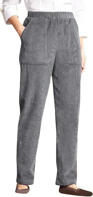 sdbrld Corduroy Pants Women Straight Leg Fall Elastic High Waisted Vintage Wide Leg Pants Winter Lounge Pants with Pockets