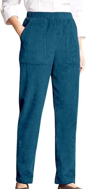 sdbrld Corduroy Pants Women Straight Leg Fall Elastic High Waisted Vintage Wide Leg Pants Winter Lounge Pants with Pockets