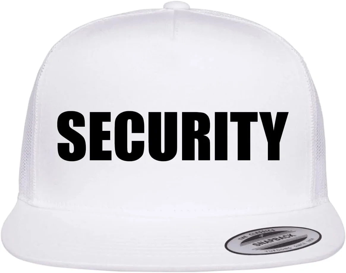 Security Trucker Mesh 5 Panel Snapback Baseball Cap Hat Black