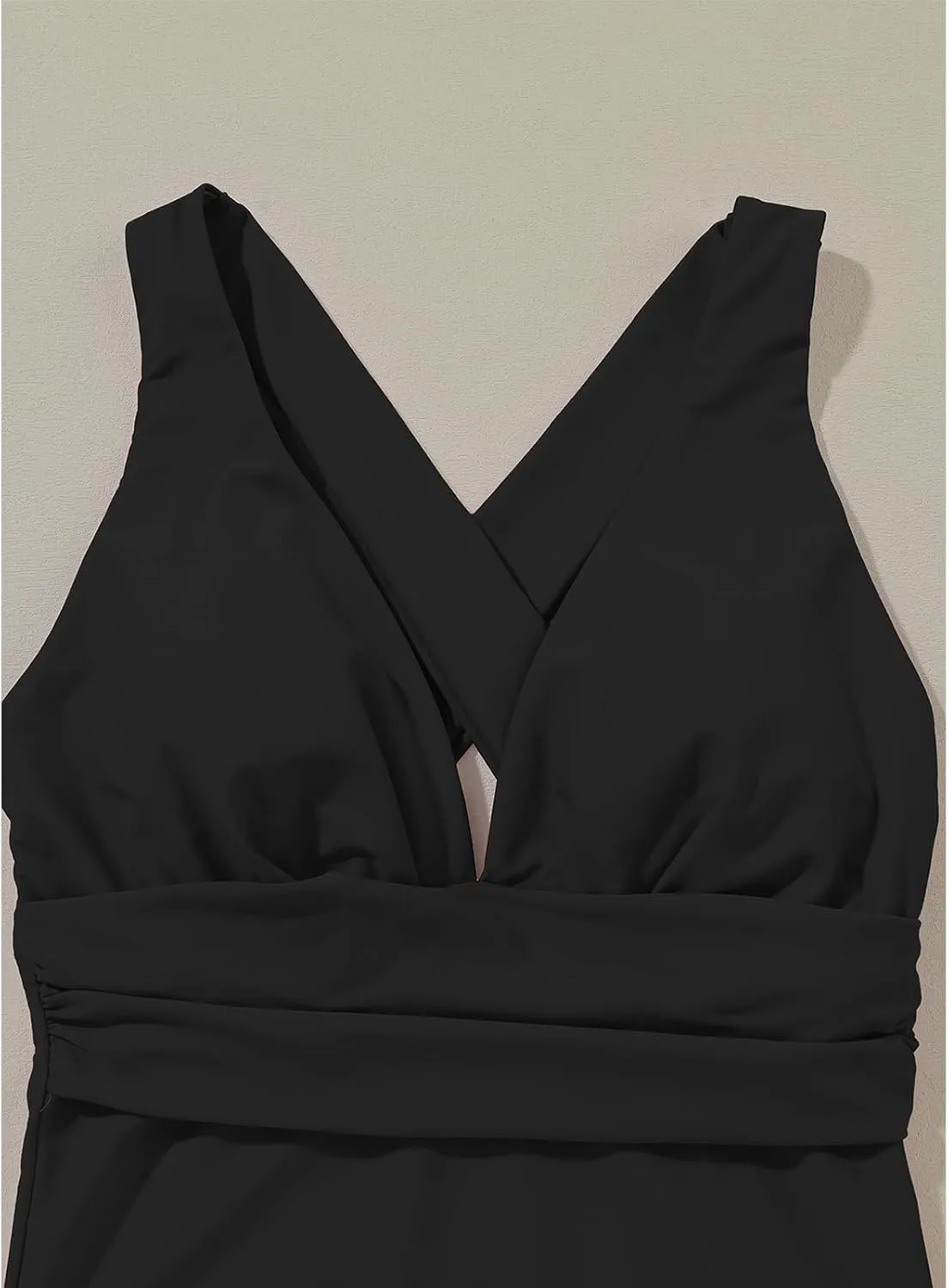 SELINK Women's Sexy V Neck One Piece Swimsuit Backless Ruched High Cut Monokini Tummy Control Bathing Suits