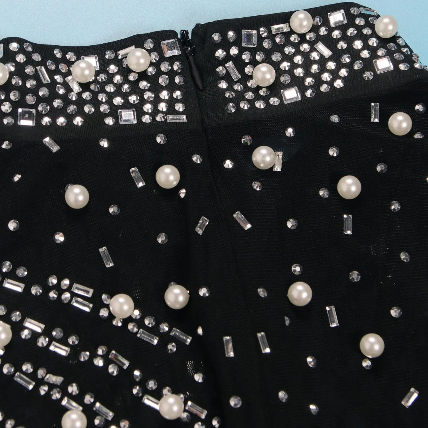 Sexy Rhinestone Crystal Mesh Patchwork Sheer Bodycon Dress Womens See-Through Birthday Clubwear Dresses