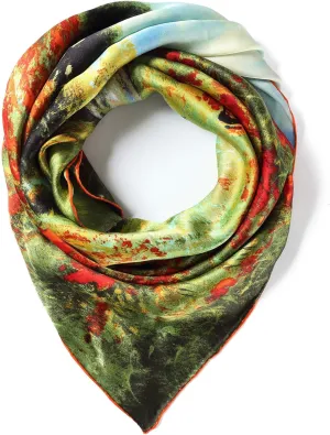 Silk Scarfs Women Square Silk Scarf for Hair, 100% Pure Silk Head Scarf for Women Hand Rolling Edge 35''x35''