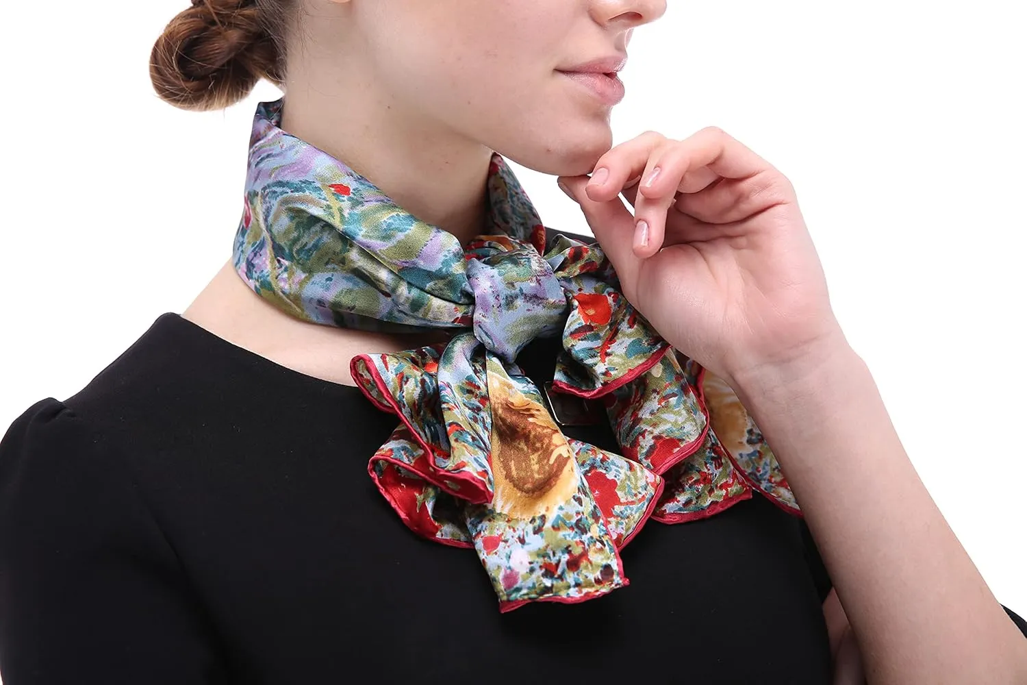 Silk Scarfs Women Square Silk Scarf for Hair, 100% Pure Silk Head Scarf for Women Hand Rolling Edge 35''x35''