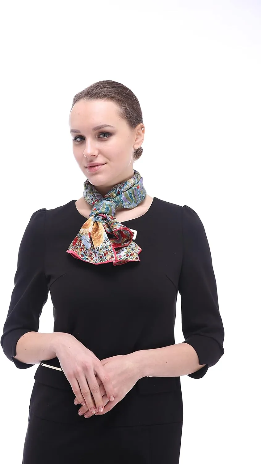 Silk Scarfs Women Square Silk Scarf for Hair, 100% Pure Silk Head Scarf for Women Hand Rolling Edge 35''x35''