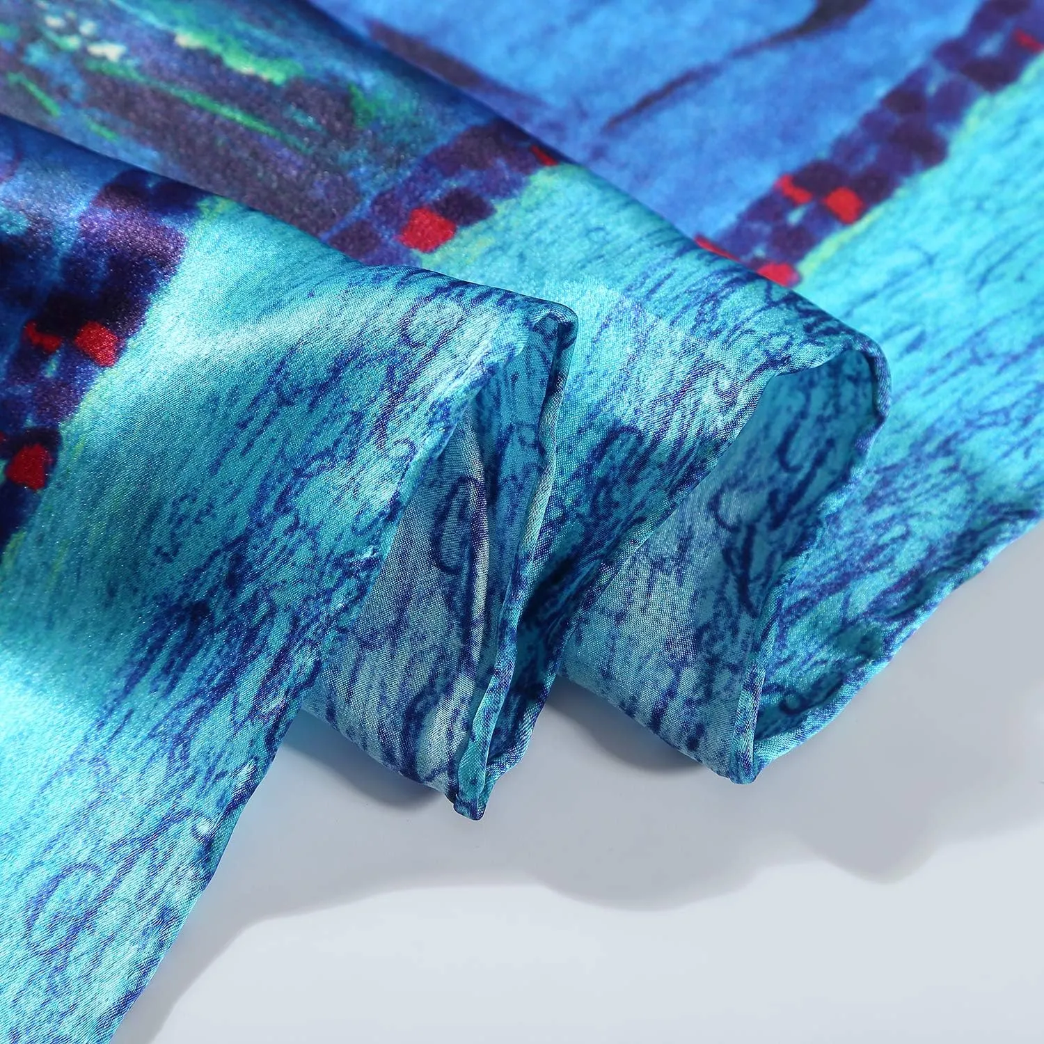 Silk Scarfs Women Square Silk Scarf for Hair, 100% Pure Silk Head Scarf for Women Hand Rolling Edge 35''x35''
