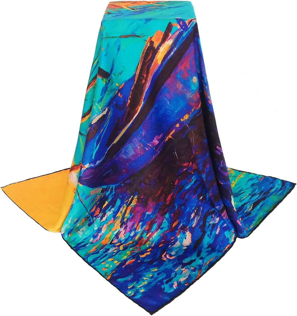 Silk Scarfs Women Square Silk Scarf for Hair, 100% Pure Silk Head Scarf for Women Hand Rolling Edge 35''x35''