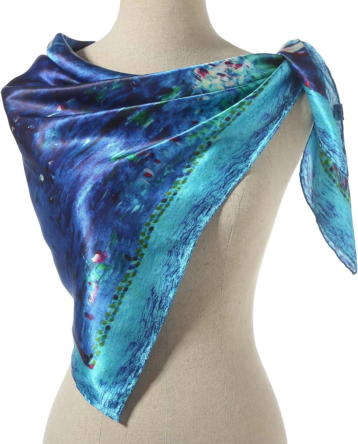 Silk Scarfs Women Square Silk Scarf for Hair, 100% Pure Silk Head Scarf for Women Hand Rolling Edge 35''x35''