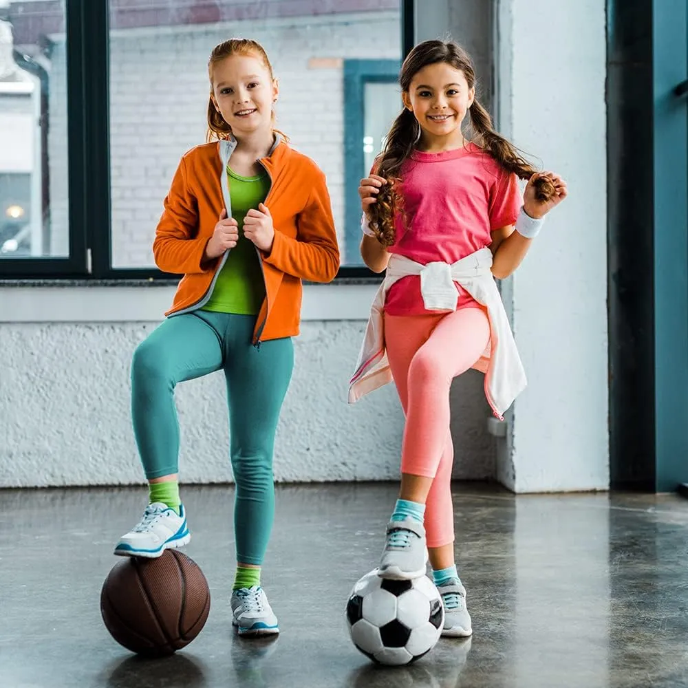 Slaixiu 4 Pack Leggings for Girls - Soft & Comfortable Ankle Length Printed Leggings for Kids (3T to 12 Years)