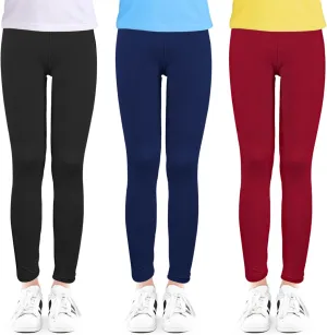 Slaixiu 4 Pack Leggings for Girls - Soft & Comfortable Ankle Length Printed Leggings for Kids (3T to 12 Years)