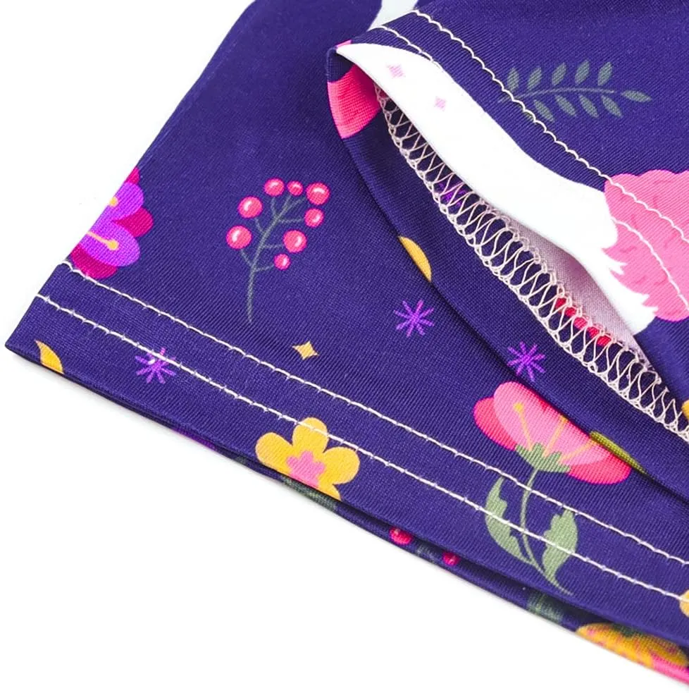 Slaixiu 4 Pack Leggings for Girls - Soft & Comfortable Ankle Length Printed Leggings for Kids (3T to 12 Years)