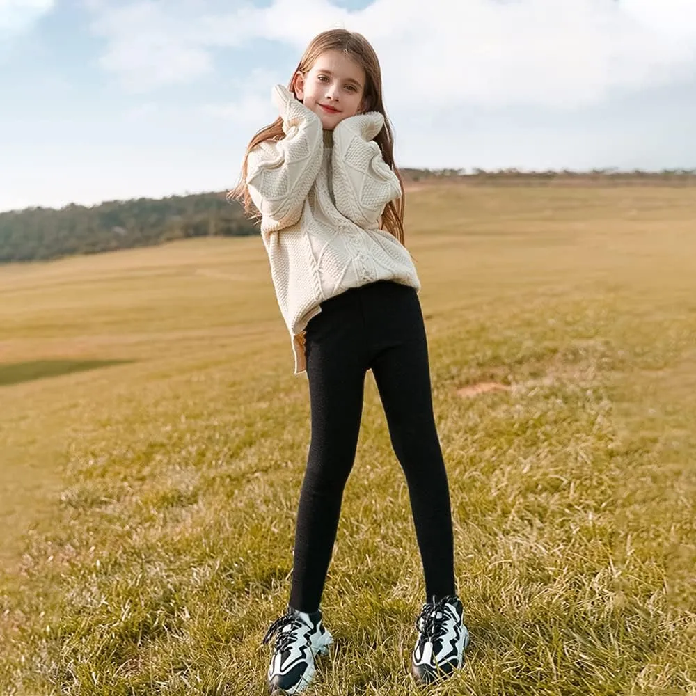 Slaixiu 4 Pack Leggings for Girls - Soft & Comfortable Ankle Length Printed Leggings for Kids (3T to 12 Years)