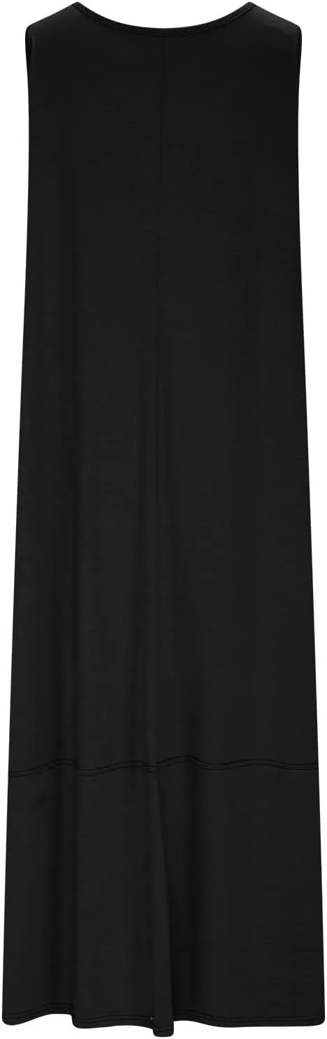 Sleeveless Maxi Dress for Women Casual Summer Dress with Pockets Relaxed Fit Shift Bump Friendly