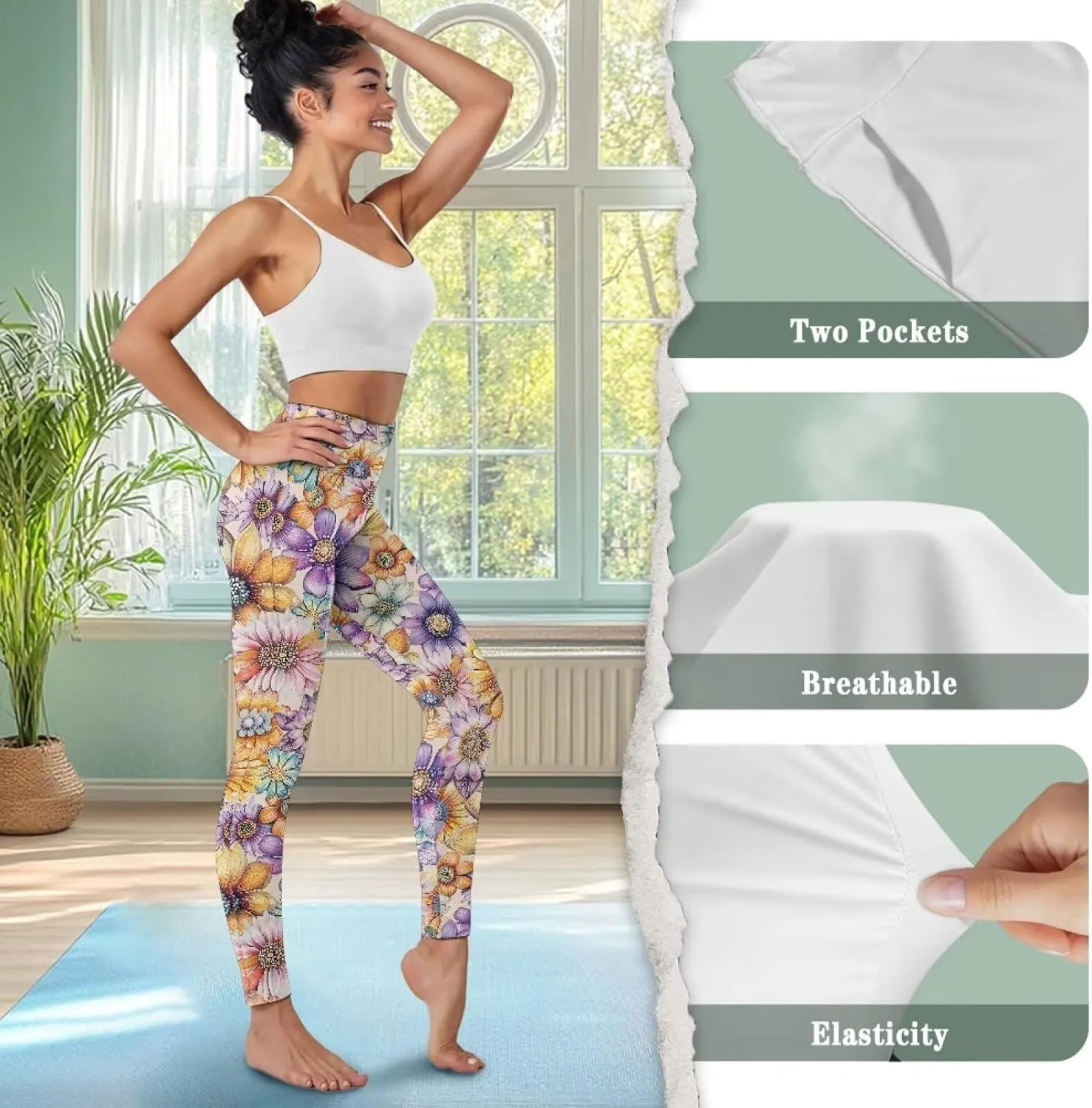 Soft Workout Leggings for Women Butt Lifting High Waisted Stretch Gym Yoga Pant Tummy Control Athletic Pants