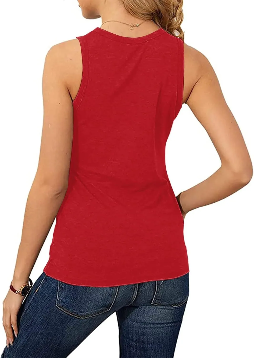 Tank Top for Women Keyhole V Neck Sleeveless Tank Tops Casual Loose Fit Summer Tee Shirts Business Work Shirt Blouses