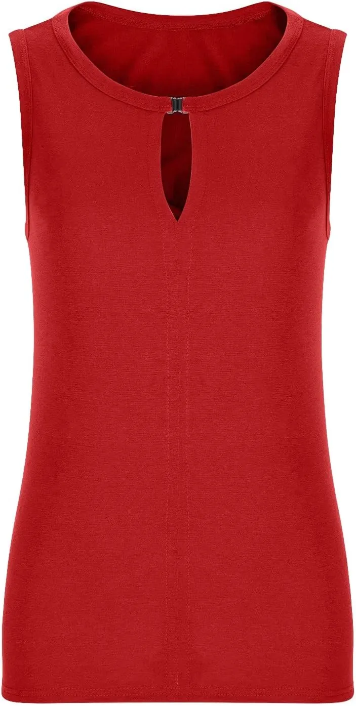 Tank Top for Women Keyhole V Neck Sleeveless Tank Tops Casual Loose Fit Summer Tee Shirts Business Work Shirt Blouses