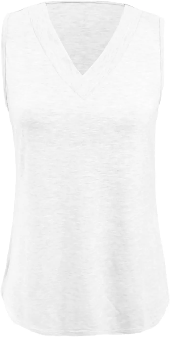 Tank Tops for Women Summer V Neck T-Shirts Dressy Casual Sleeveless Flowy Basic Tee Loose 2025 Vacation