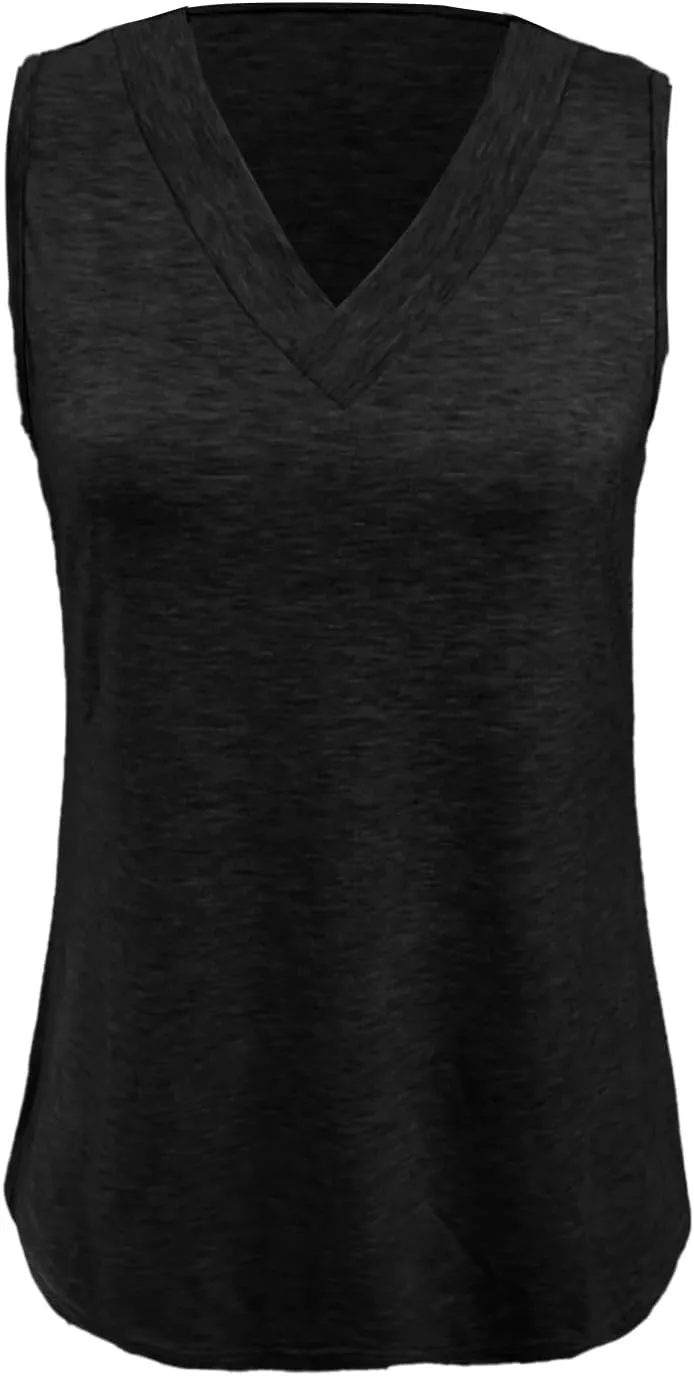 Tank Tops for Women Summer V Neck T-Shirts Dressy Casual Sleeveless Flowy Basic Tee Loose 2025 Vacation