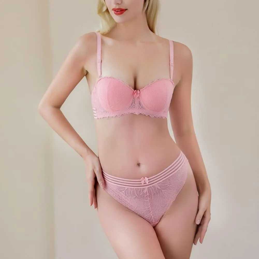 TELIMUSSTO Women Push up Bras and Panty Sets Lace Lingerie Set Underwire Bra and Thong Sets Sexy Bralette Underwear