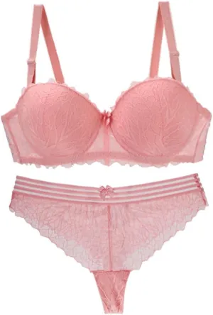 TELIMUSSTO Women Push up Bras and Panty Sets Lace Lingerie Set Underwire Bra and Thong Sets Sexy Bralette Underwear