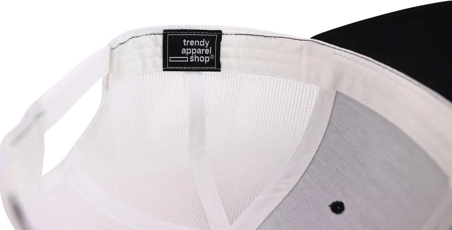 Trendy Apparel Shop Flexfit Oversize XXL Structured Blank 6 Panel Retro Trucker Mesh Cap