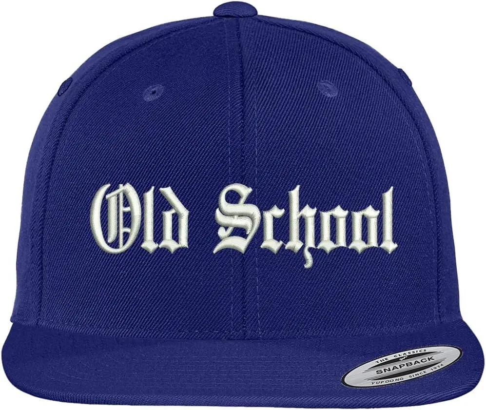 Trendy Apparel Shop Old School Old English Embroidered Flat Brim Classic Snapback Cap