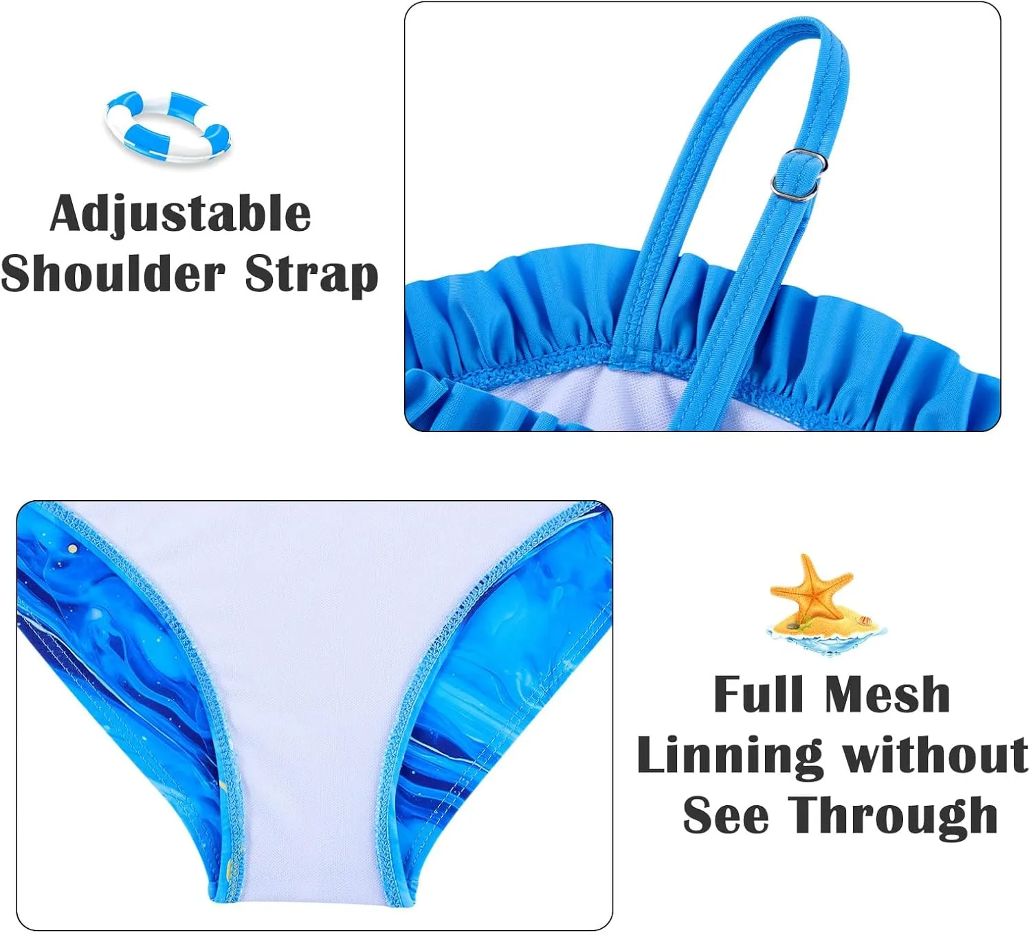 TUONROAD Girls 3 Pieces Bikini Bathing Suit with Rash Guard Pants Quick Dry Swimsuit Cover-Up Sets 6-12T