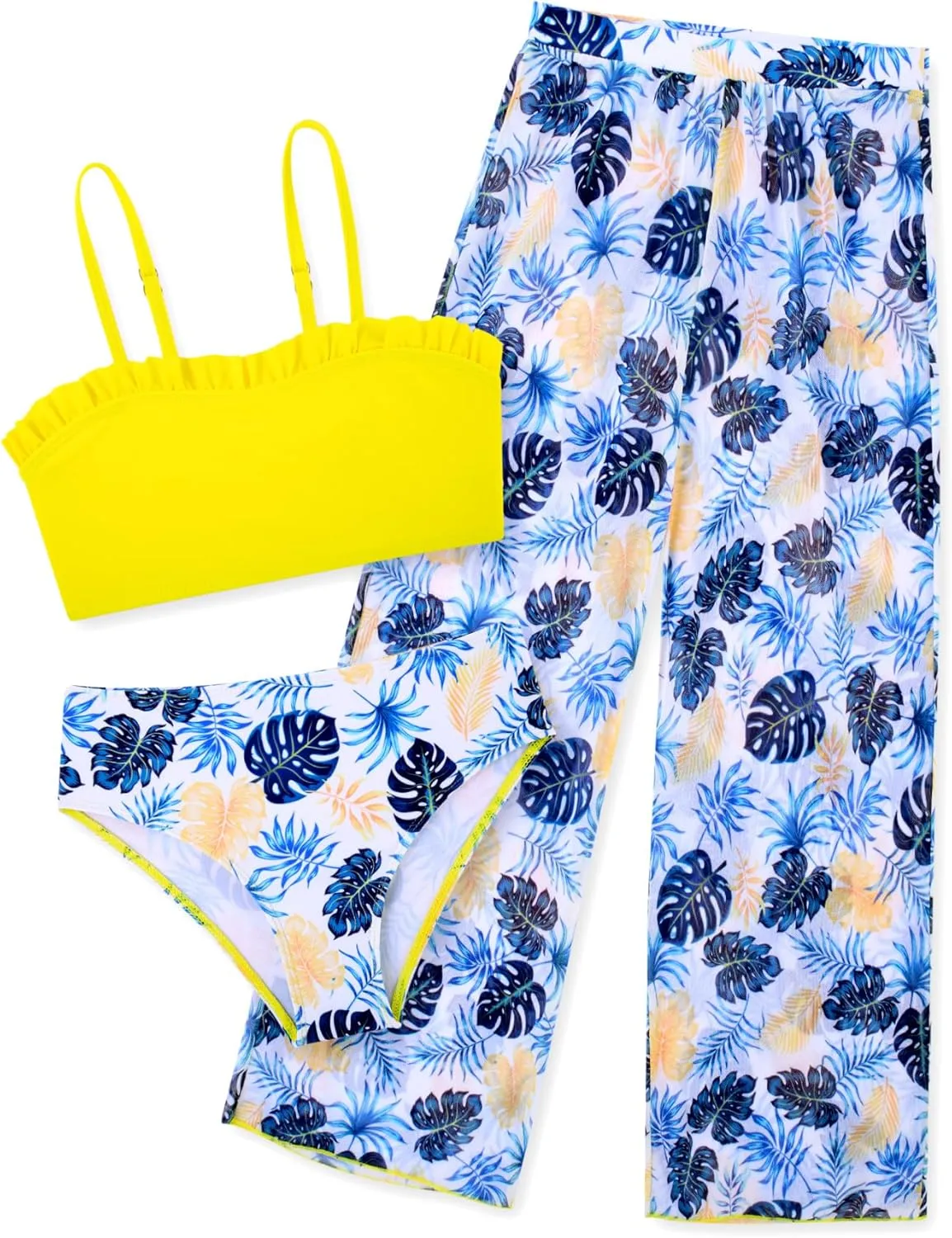TUONROAD Girls 3 Pieces Bikini Bathing Suit with Rash Guard Pants Quick Dry Swimsuit Cover-Up Sets 6-12T