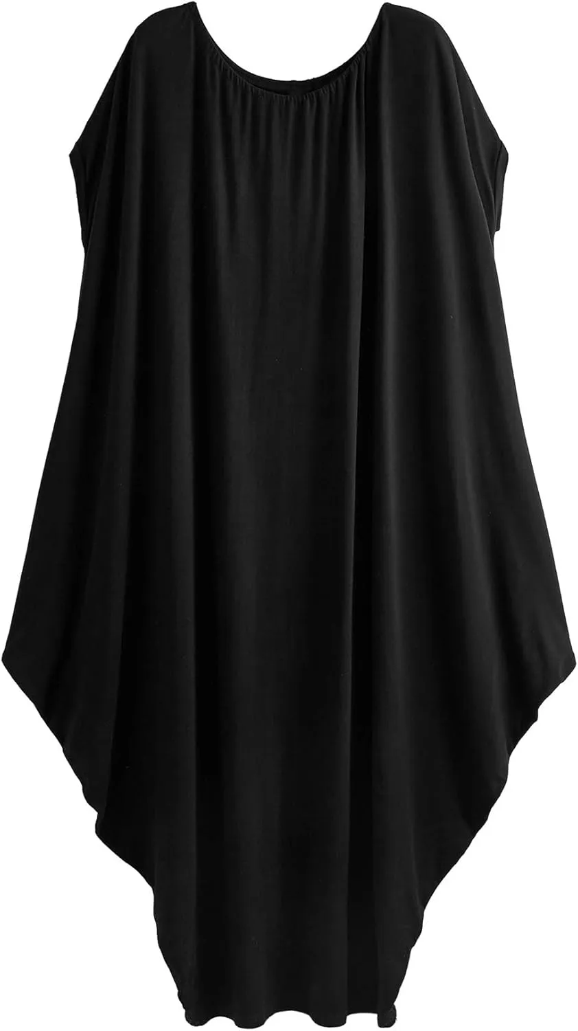 Verdusa Women's Boat Neck Dolman Sleeve Caftan Harem Oversized Maxi Dress