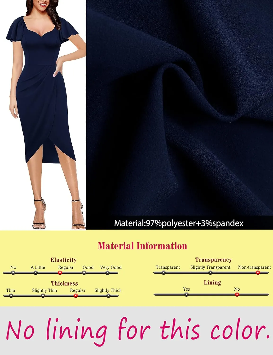 VFSHOW Womens V Neck Cocktail Ruffle Sleeve Wrap Slit Ruched Party Midi Dress Bodycon Work Business Sheath Pencil Dress