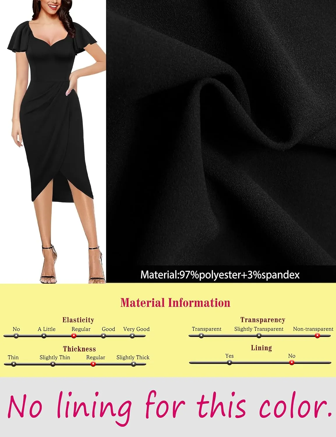 VFSHOW Womens V Neck Cocktail Ruffle Sleeve Wrap Slit Ruched Party Midi Dress Bodycon Work Business Sheath Pencil Dress