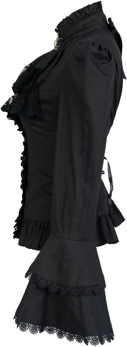 Victorian Blouse Womens Gothic Shirt Vintage Long Sleeve Lotus Ruffle Tops