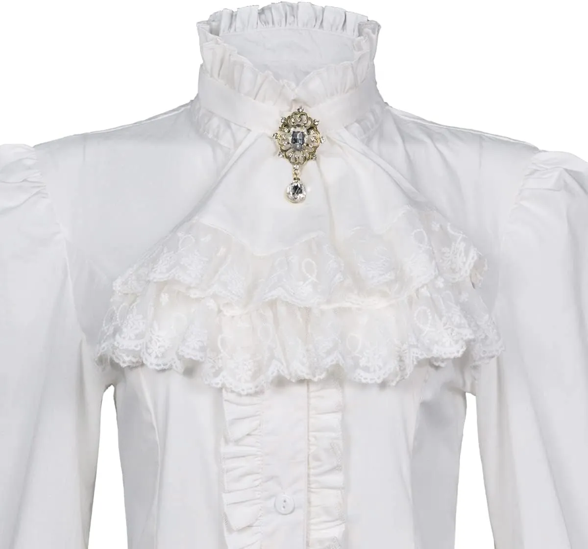 Victorian Blouse Womens Gothic Shirt Vintage Long Sleeve Lotus Ruffle Tops