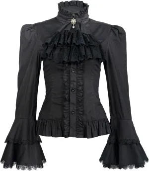 Victorian Blouse Womens Gothic Shirt Vintage Long Sleeve Lotus Ruffle Tops